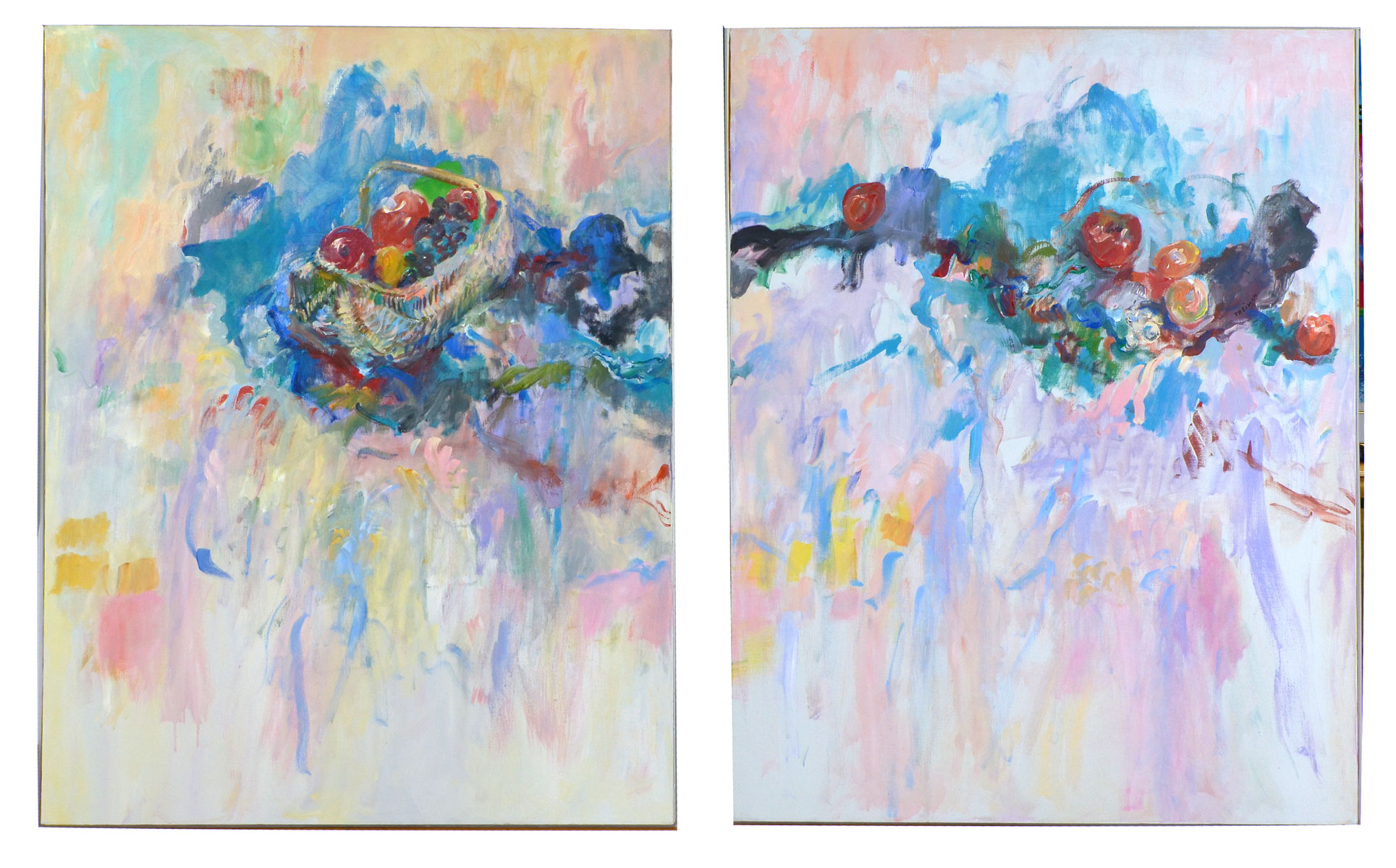 Appraisal: TREIMAN Joyce American - Untitled Diptych two floral still life's