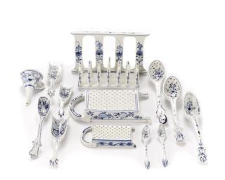 Appraisal: Meissen Blue Onion Vine Kitchen Utensils Attributed to Meissen German