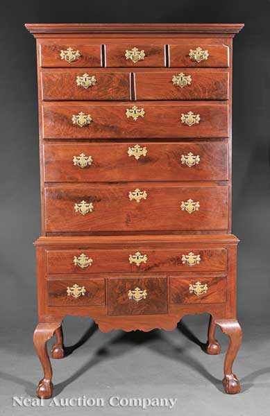 Appraisal: An American Chippendale Carved Walnut Highboy late th c probably