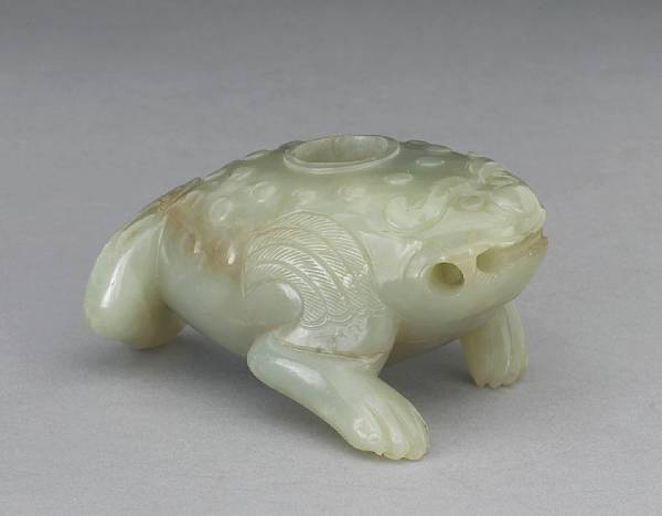 Appraisal: A carved nephrite model of Liu Hai's three-legged toad th