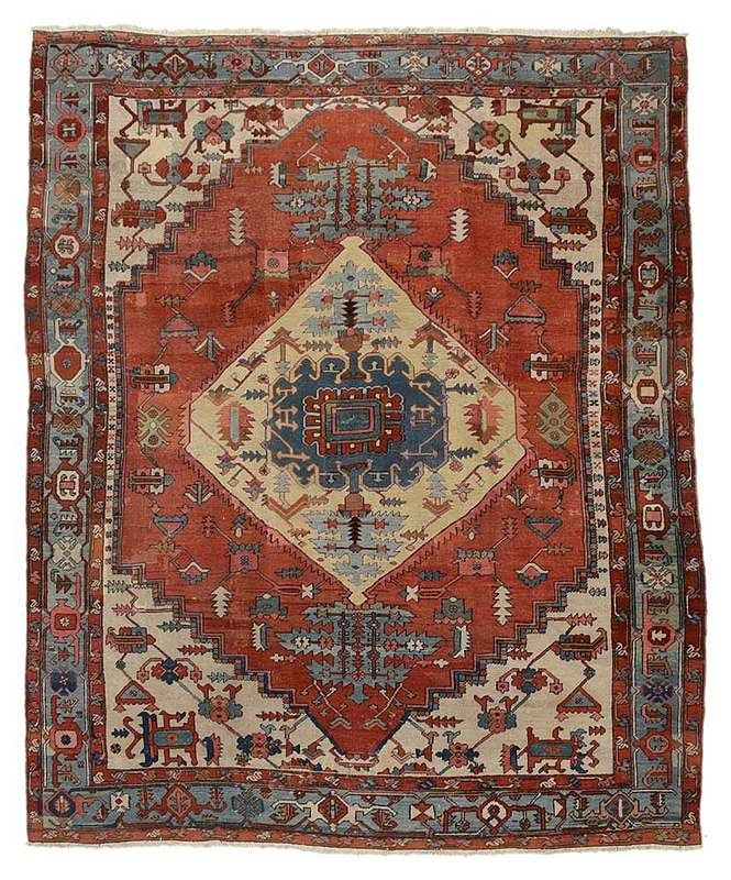 Appraisal: Serapi Carpet early th century large diamond shaped central medallion