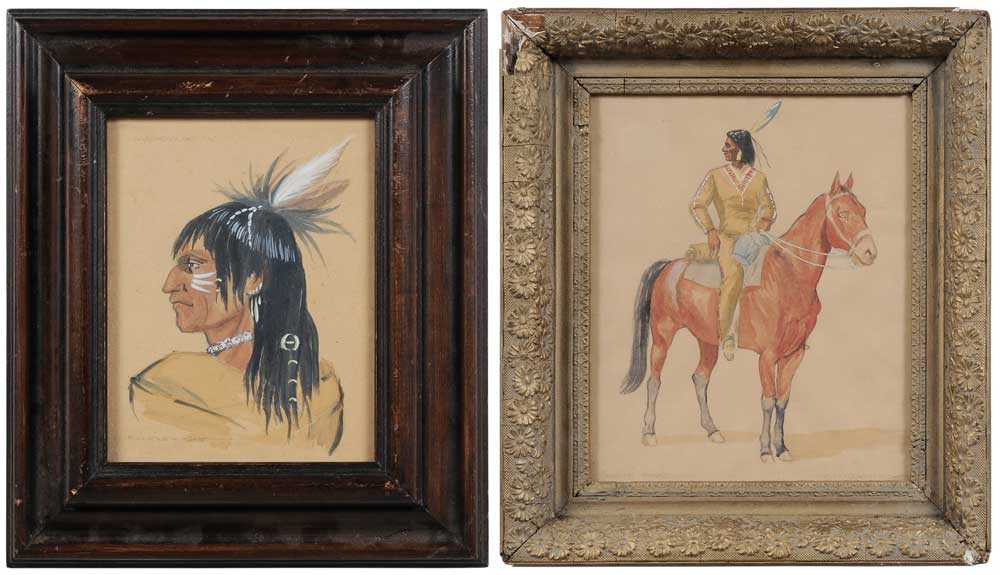 Appraisal: B M Kremitske American th century Two Native American portraits