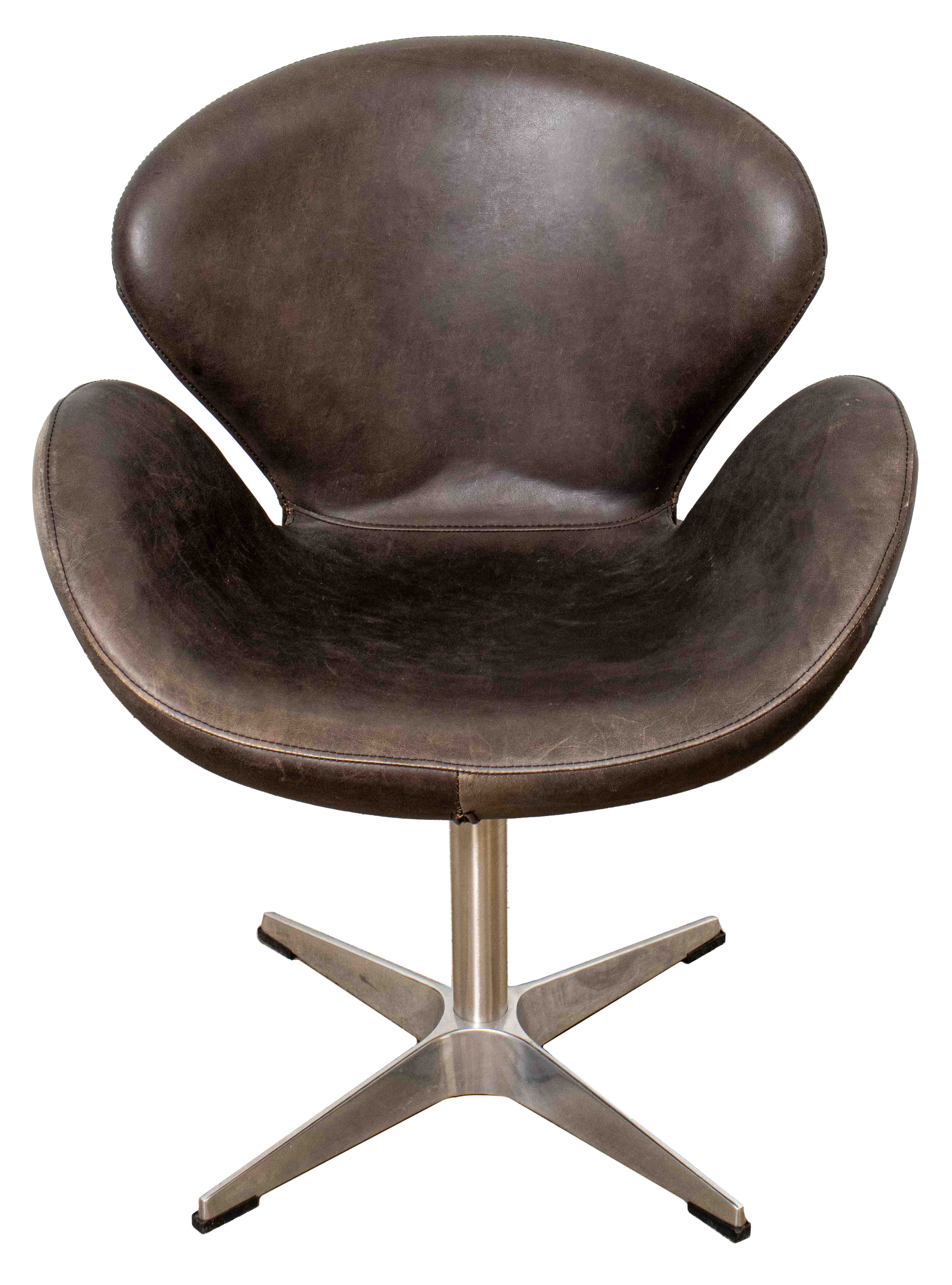 Appraisal: ARNE JACOBSEN FRITZ HANSEN GRAY LEATHER SWAN CHAIR Arne Jacobsen