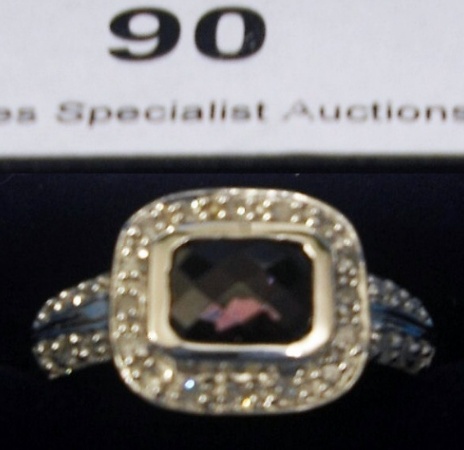 Appraisal: CT White Gold Garnet Diamond Ring size T retail price