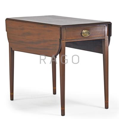 Appraisal: AMERICAN PEMBROKE DROP LEAF TABLE Mahogany with line inlay th