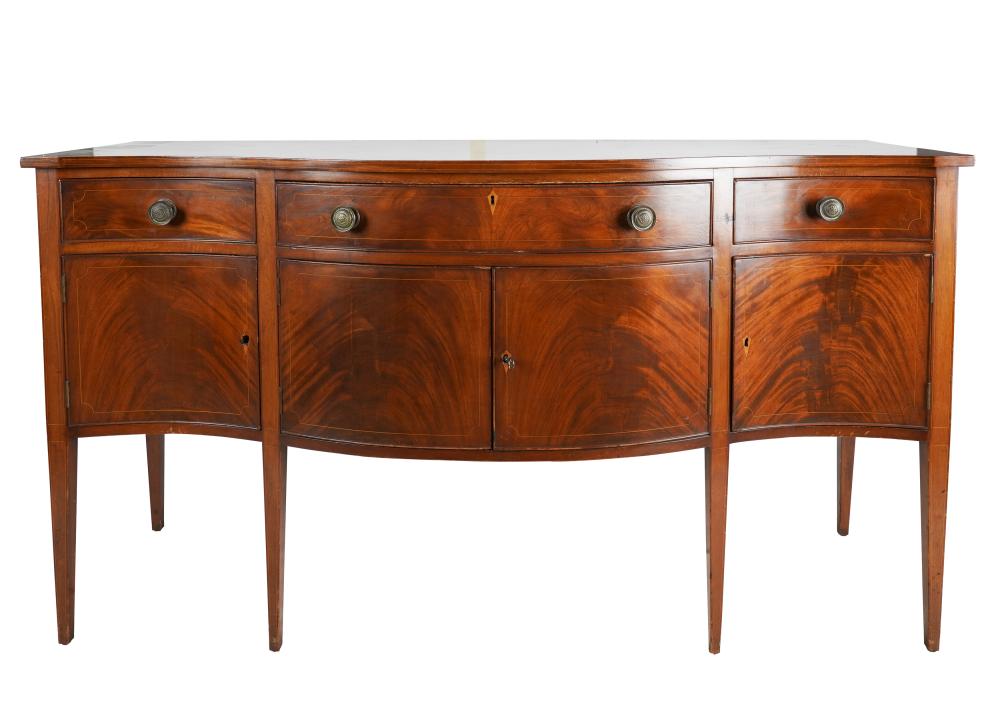 Appraisal: FEDERAL-STYLE MAHOGANY SIDEBOARD th century with two keys inches wide