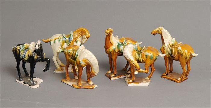 Appraisal: Six Tang-Style Horse Figures to in