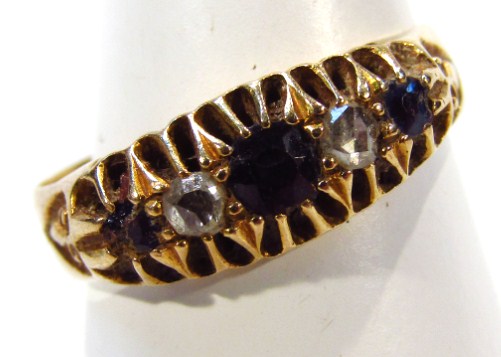 Appraisal: A Victorian ladies dress ring with blue and white stones