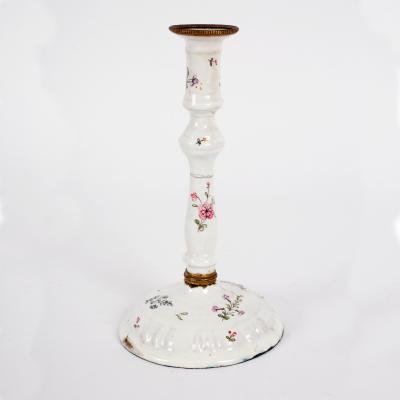 Appraisal: A South Staffordshire white enamel candlestick circa painted with simple