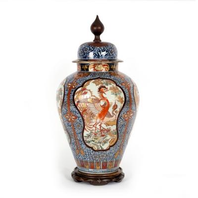 Appraisal: A Japanese Imari baluster vase and cover decorated with three