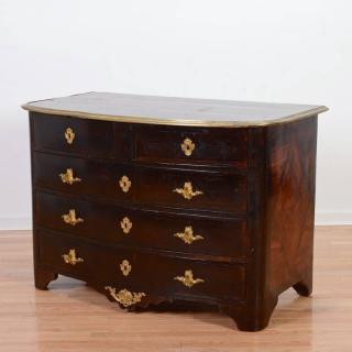 Appraisal: Regence bronze mounted parquetry bow front commode th c h