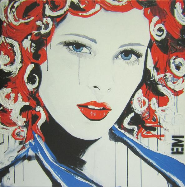 Appraisal: ATTRIBUTED TO EMMA SHELDRAKE WOMAN WITH RED CURLS ACRYLIC ON