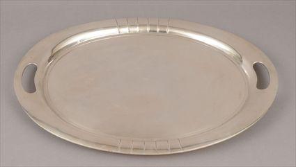 Appraisal: Continental Art Deco Silver Oval Tray in