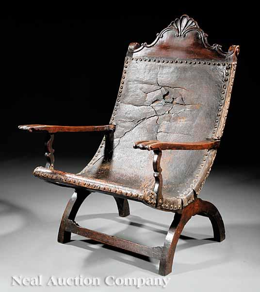 Appraisal: A Rare Carved Mahogany Campeche Armchair late th early th