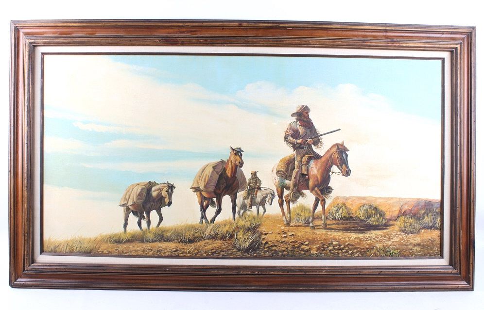 Appraisal: C Rudney Western Trappers Original painting Included in this lot