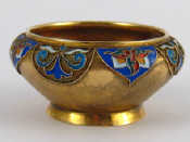 Appraisal: A Russian silver gilt cloisonne enamelled salt Marks for Grachev