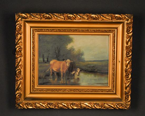 Appraisal: Unknown th C Cows in a Stream oil on canvas