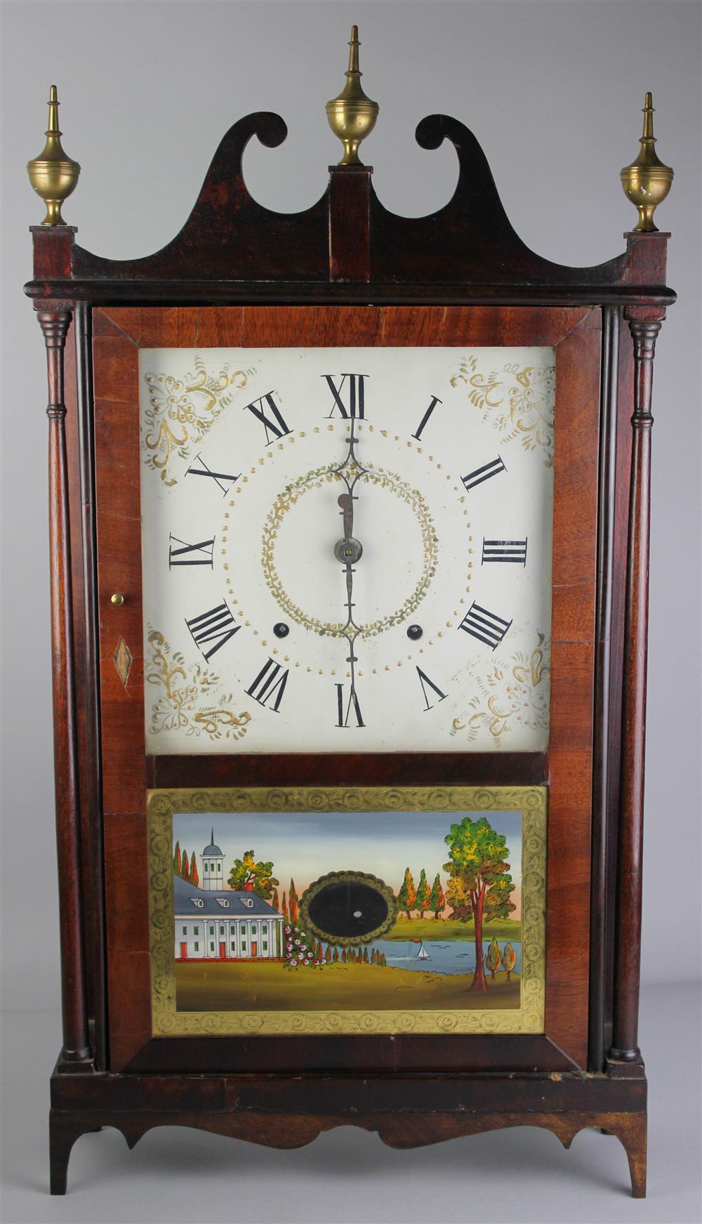 Appraisal: RILEY WHITING OF WINCHESTER CONNECTICUT PILLAR SCROLL CLOCK with a