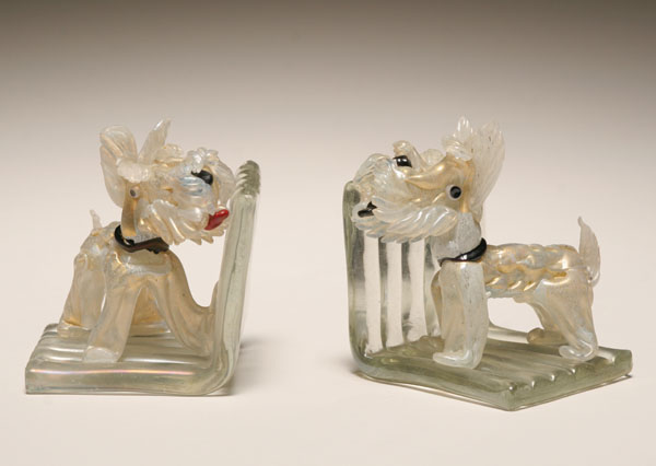 Appraisal: Archimede Seguso Scottie dog Murano glass bookends H Very good