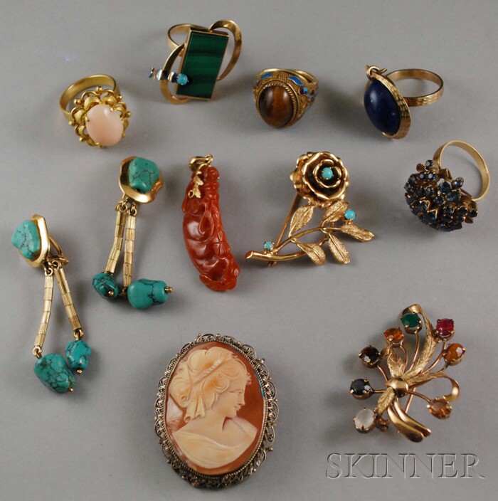 Appraisal: Group of Hardstone and Gemstone Jewelry including a pair of