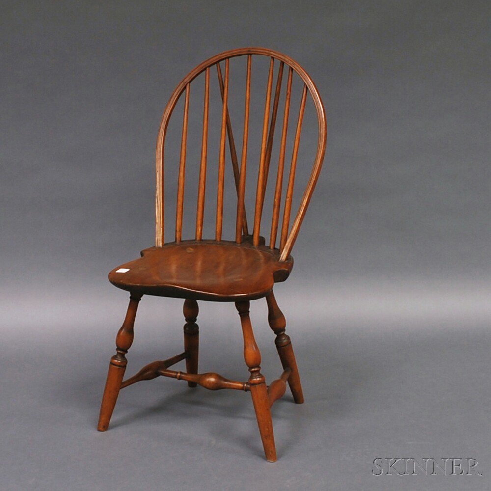 Appraisal: Bow-back Brace-back Windsor Side Chair late th century the shield-form