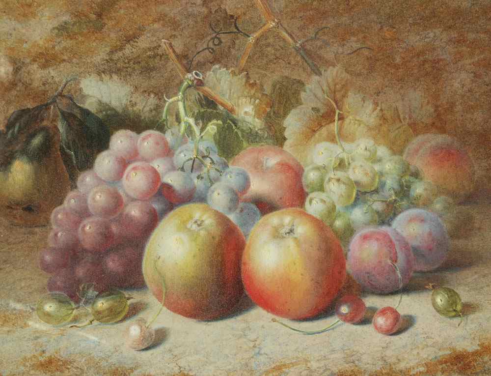 Appraisal: ARCHER Charles British - Still Life with Apples Grapes Plums