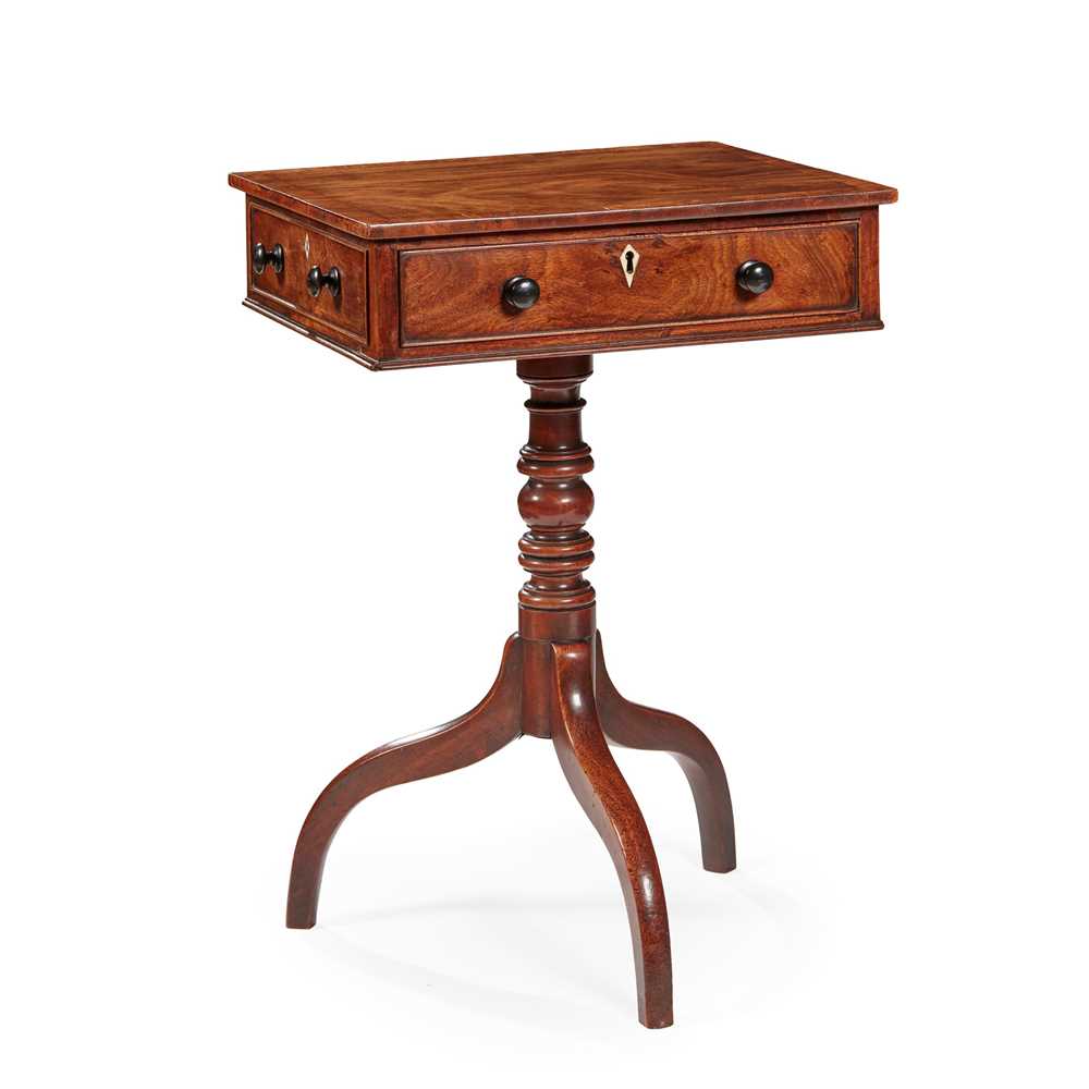 Appraisal: LATE GEORGE III MAHOGANY AND EBONISED TRIPOD LAMP TABLE EARLY