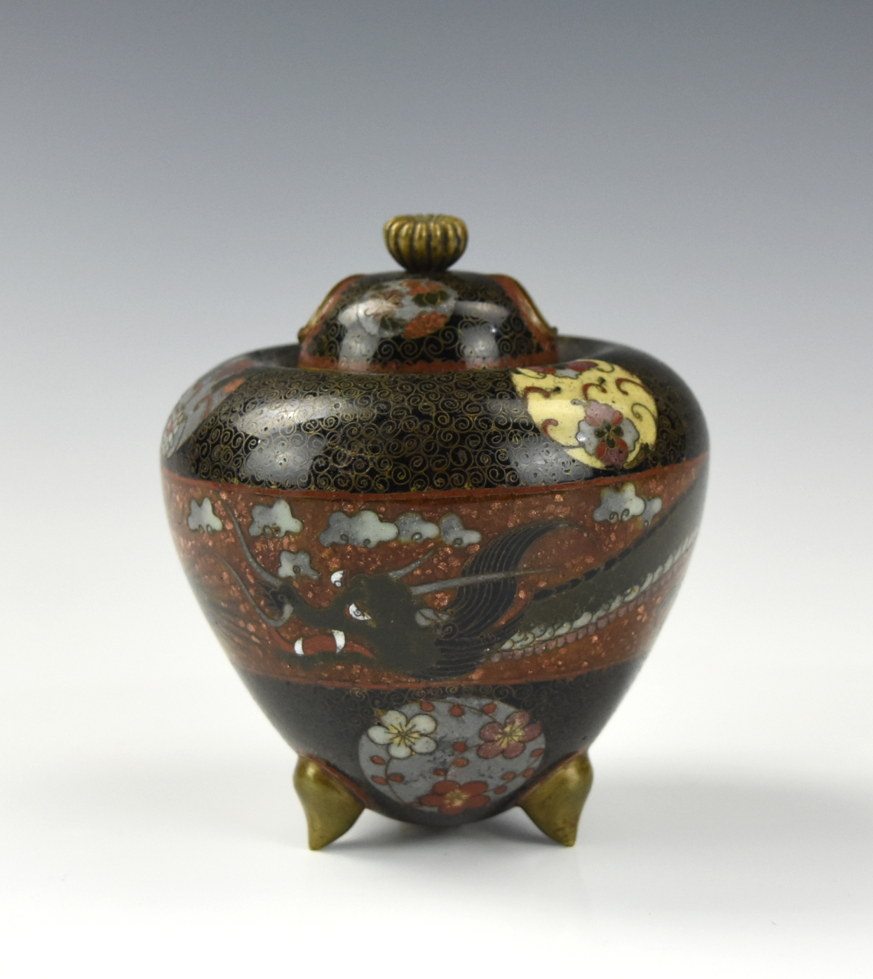 Appraisal: JAPANESE CLOISONNE CENSER W DRAGON TH C Japanese th C