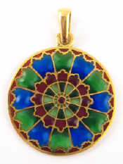 Appraisal: A French hallmarked carat gold plique-a-jour enamel pendant approx mm