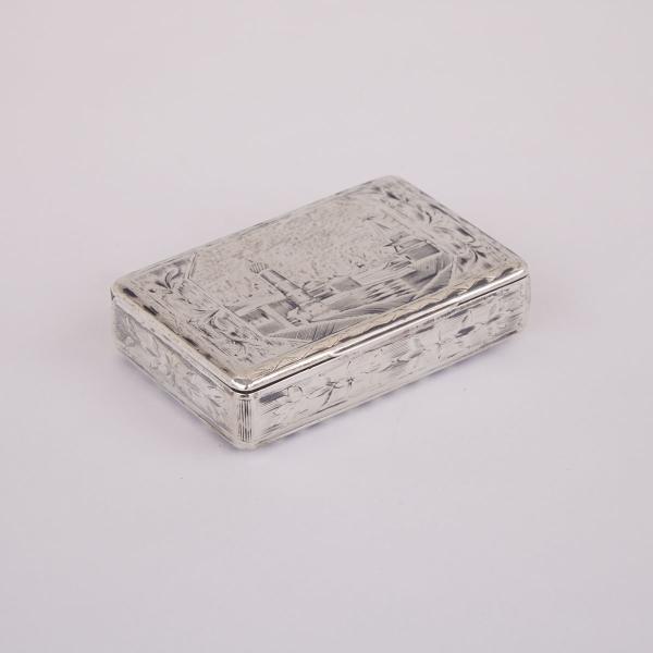 Appraisal: Russian Nielloed Silver Snuff Box probably Fedor Maksomov Moscow decorated