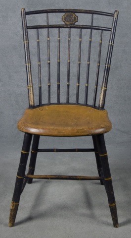 Appraisal: Paint-Decorated Birdcage Windsor Side Chair th century Original paint with