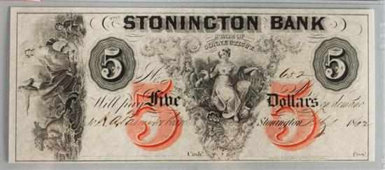 Appraisal: Stonington Bank Connecticut note with penned date prepared for issue