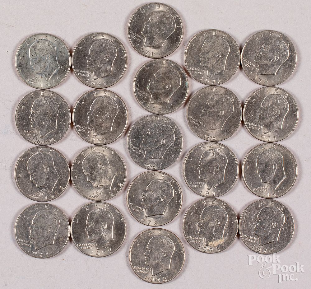 Appraisal: Sixteen Eisenhower silver dollars etc Sixteen Eisenhower silver dollars -