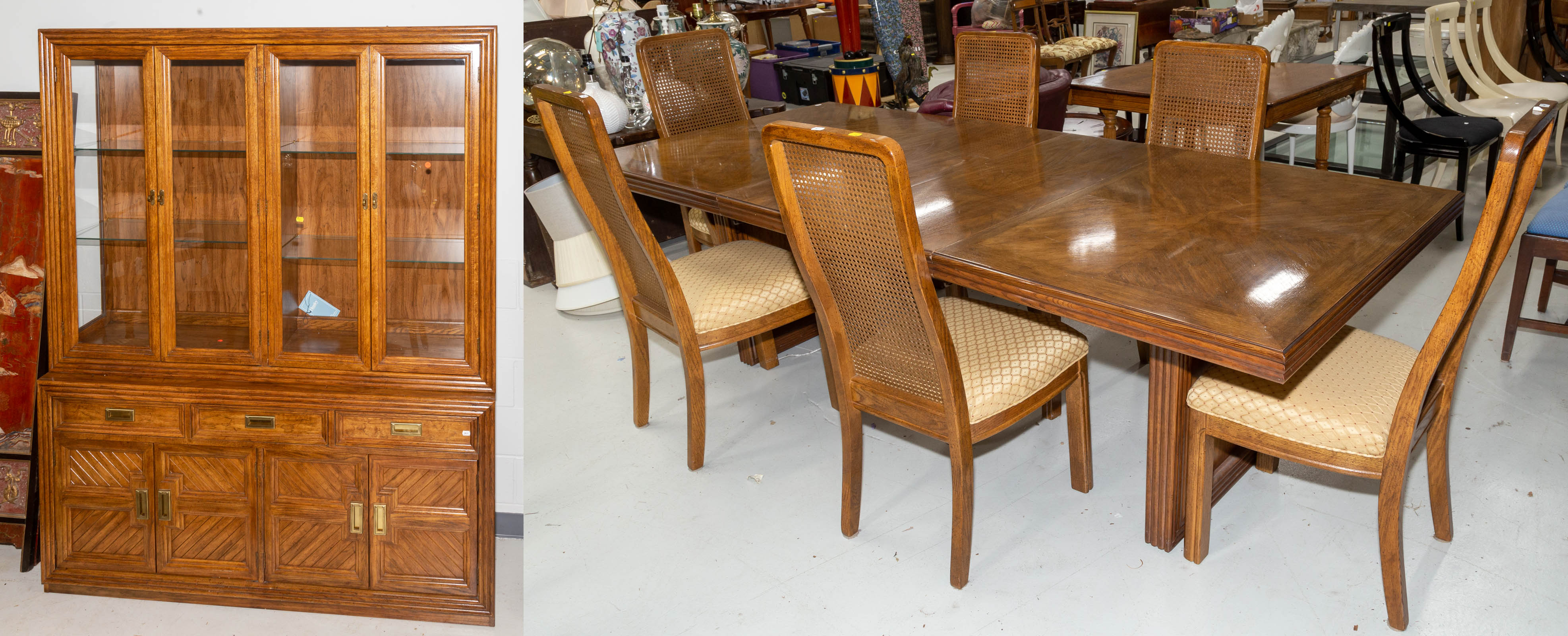 Appraisal: MEDITERRANEAN STYLE OAK DINING ROOM SET Huntley Furniture Co Thomasville