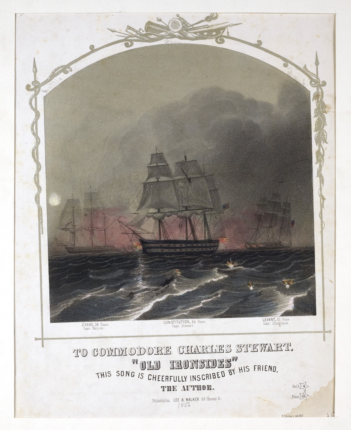 Appraisal: OLD IRONSIDES SHEET MUSIC DEDICATED TO COMMODORE CHARLES STEWART The