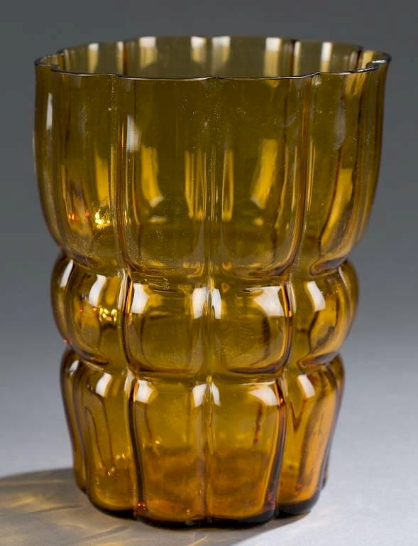 Appraisal: Amber fluted glass vase Josef Hoffmann An amber fluted glass