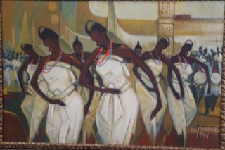 Appraisal: YUSSUFF Sina Oil on Canvas Dancing For Peace Signed and