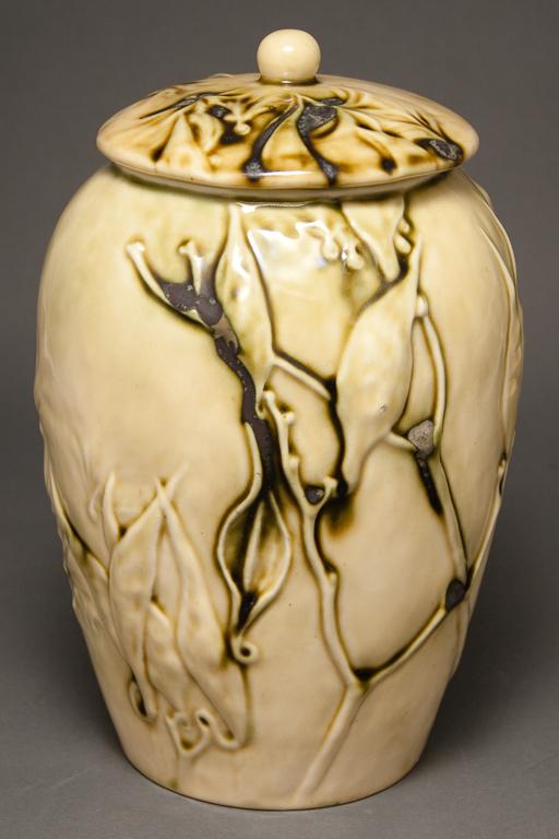 Appraisal: Tiffany Studios molded glazed art pottery covered jar early th