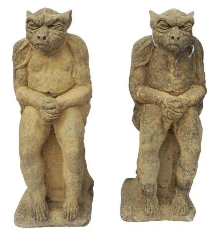 Appraisal: pair Cast stone garden figures Yeoman Gargoyles th c on