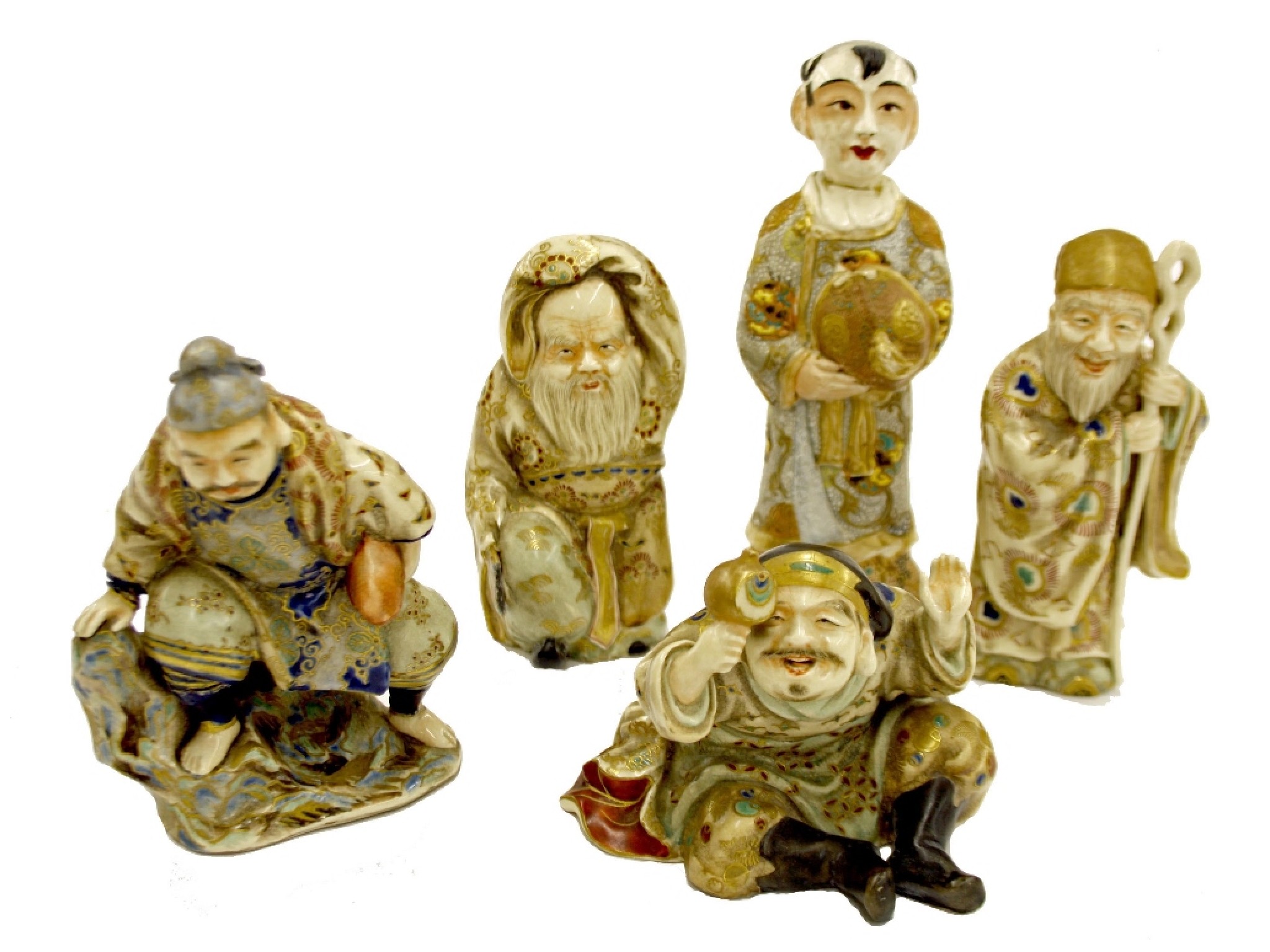 Appraisal: Set of five Japanese Satsuma figures each titled to base