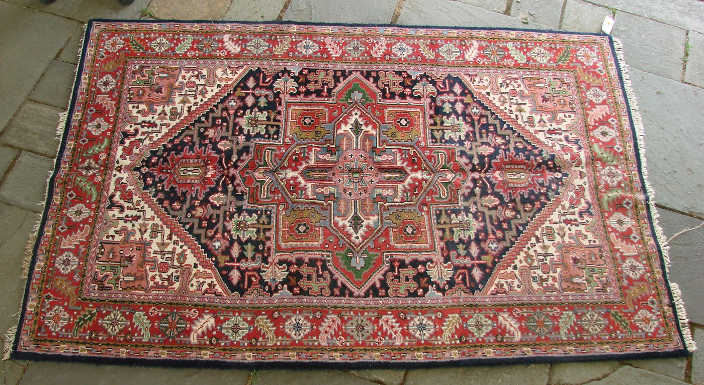 Appraisal: ORIENTAL RUG HERIZ DESIGN ' x ' Red blue and