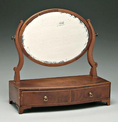 Appraisal: Inlaid Sheraton dressing mirror mahogany with oak secondary bow front