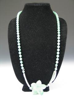 Appraisal: Chinese Jade Necklace with Green Jade Pendant Chinese Jade Necklace