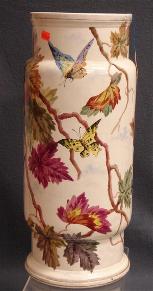 Appraisal: Unmarked English umbrella stand with branch flora and butterfly decoration