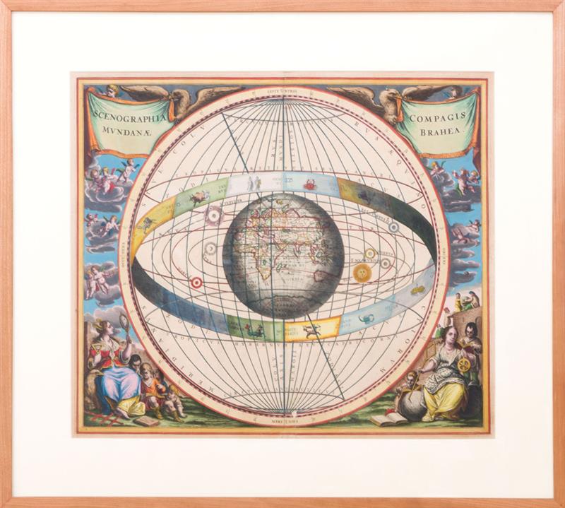 Appraisal: ANDREAS CELLARIUS - SCENOGRAPHIA COMPAGIS MUNDANAE BRAHEA Engraving with hand-coloring