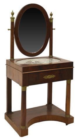 Appraisal: French Empire style marble-top mahogany dressing table vanity mid th