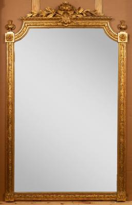 Appraisal: A th century French giltwood and gesso wall mirror with