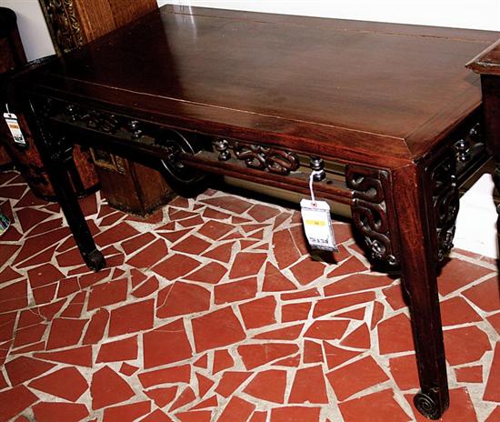 Appraisal: Chinese carved rosewood occasional table last quarter th century rectangular