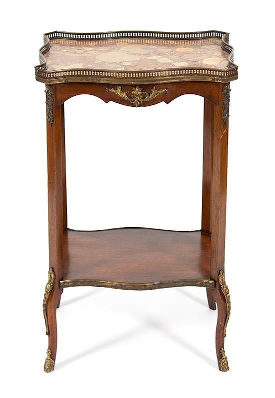 Appraisal: A Louis XV XVI Transitional Marble Top Side Table Height