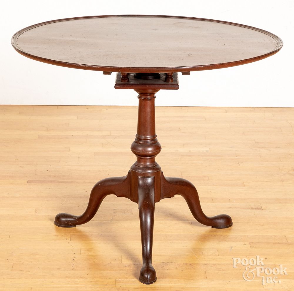 Appraisal: Queen Anne mahogany tea table th c Queen Anne mahogany